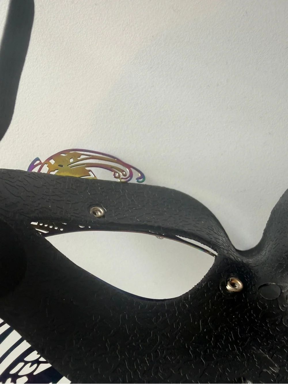 Spirit Black Venetian Peacock Masquerade Mask with Multicolor Lasercut Metal